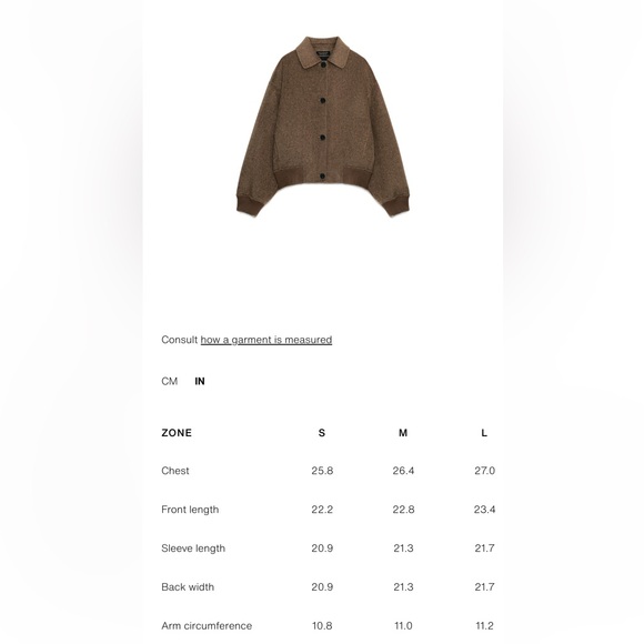 Zara NWT ZW Collection wool blend bomber jacket brown 7522/040 - Picture 6 of 7